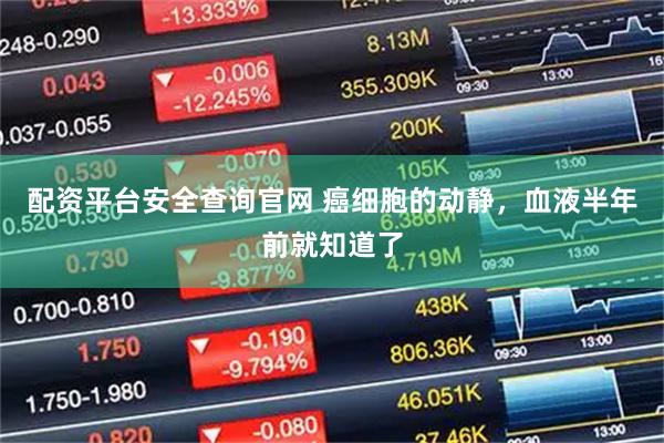 配资平台安全查询官网 癌细胞的动静，血液半年前就知道了